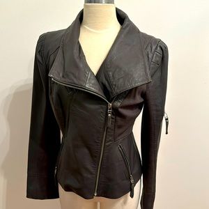 Blanc Noir gray leather motorcycle jacket sz medium